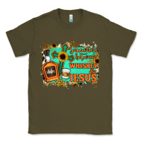 Army Green Somewhere Between Whiskey and Jesus Classic Tee - Jasminsmagicworld