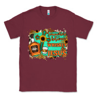 Burgundy Somewhere Between Whiskey and Jesus Classic Tee - Jasminsmagicworld