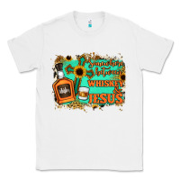 White Somewhere Between Whiskey and Jesus Classic Tee - Jasminsmagicworld