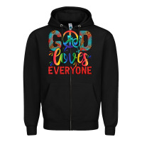 Black Lgbtq God Loves Everyone With Unicorn Zipper Hoodie - BundleAndBundleShop