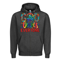 Charcoal Heather Lgbtq God Loves Everyone With Unicorn Zipper Hoodie - BundleAndBundleShop