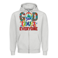 Dove Grey Lgbtq God Loves Everyone With Unicorn Zipper Hoodie - BundleAndBundleShop
