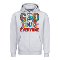 Heather Grey Lgbtq God Loves Everyone With Unicorn Zipper Hoodie - BundleAndBundleShop