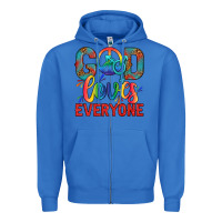 True Royal Lgbtq God Loves Everyone With Unicorn Zipper Hoodie - BundleAndBundleShop