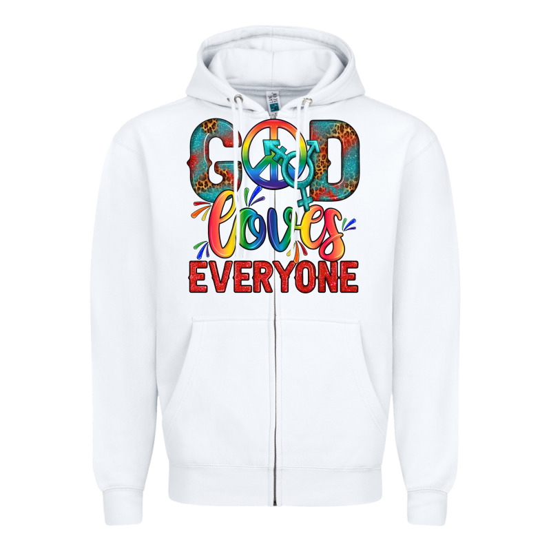 Lgbtq God Loves Everyone With Unicorn Zipper Hoodie by BundleAndBundleShop | Teevron