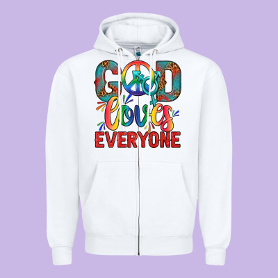 Lgbtq God Loves Everyone With Unicorn Zipper Hoodie Designed By Bundleandbundleshop