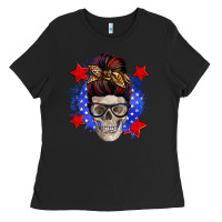 Black American mom skull Ladies Tee - Zillion Design Studio