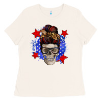 Bone American mom skull Ladies Tee - Zillion Design Studio