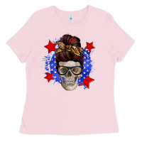Bubblegum Pink American mom skull Ladies Tee - Zillion Design Studio