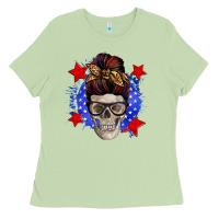 Matcha American mom skull Ladies Tee - Zillion Design Studio
