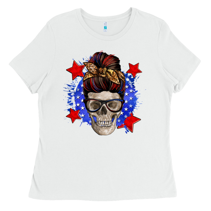 American Mom Skull Ladies Tee by Zillion Design Studio | Teevron