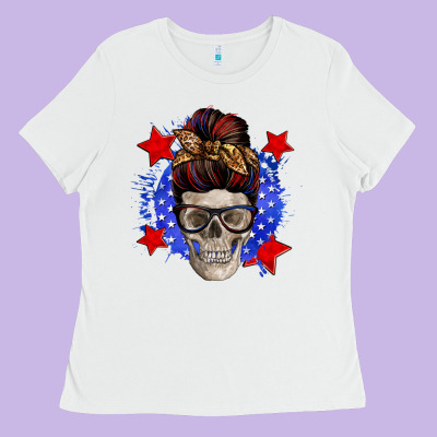 American Mom Skull Ladies Tee Designed By Zillion Design Studio