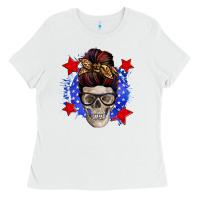 White American mom skull Ladies Tee - Zillion Design Studio