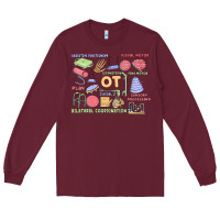 Burgundy biliteral coordintiom Long Sleeve Tee - MaliasSmallBusiness