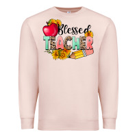 Pale Pink blessed teacher Premium Sweatshirt - NancyCooperArtShop
