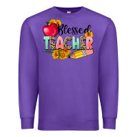 Purple blessed teacher Premium Sweatshirt - NancyCooperArtShop