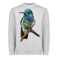 Heather Grey Ruby Throcuted Hummingbird Heavyweight Sweatshirt - LillyAllenDesigns