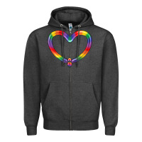 Charcoal Heather Lgbtq Heart Balloon Zipper Hoodie - BundleAndBundleShop
