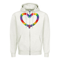 Oatmeal Heather Lgbtq Heart Balloon Zipper Hoodie - BundleAndBundleShop