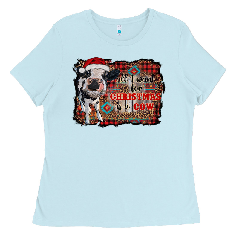 All I Want For Christmas Is A Cow Aztec Ladies Tee by RanaPortraitStore | Teevron