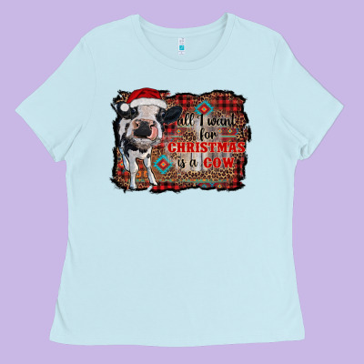 All I Want For Christmas Is A Cow Aztec Ladies Tee Designed By Ranaportraitstore