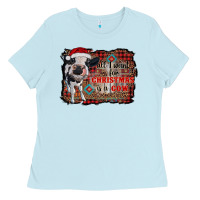 Baby Blue all i want for christmas is a cow aztec Ladies Tee - RanaPortraitStore