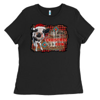 Black all i want for christmas is a cow aztec Ladies Tee - RanaPortraitStore
