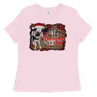 Bubblegum Pink all i want for christmas is a cow aztec Ladies Tee - RanaPortraitStore