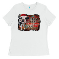 White all i want for christmas is a cow aztec Ladies Tee - RanaPortraitStore