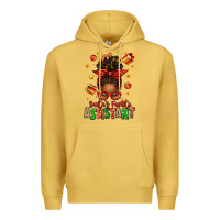 Antique Gold santa's favorite assistant afro messy bun Premium Hoodie - texasbilliewilder