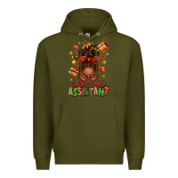 Army Green santa's favorite assistant afro messy bun Premium Hoodie - texasbilliewilder