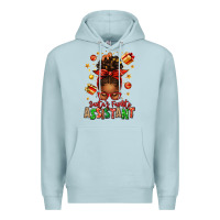 Blue Mist santa's favorite assistant afro messy bun Premium Hoodie - texasbilliewilder