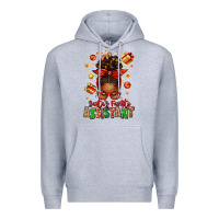 Heather Grey santa's favorite assistant afro messy bun Premium Hoodie - texasbilliewilder