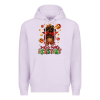 Lilac santa's favorite assistant afro messy bun Premium Hoodie - texasbilliewilder