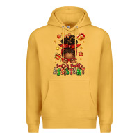 Mustard santa's favorite assistant afro messy bun Premium Hoodie - texasbilliewilder