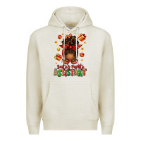 Oatmeal Heather santa's favorite assistant afro messy bun Premium Hoodie - texasbilliewilder