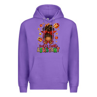 Purple santa's favorite assistant afro messy bun Premium Hoodie - texasbilliewilder
