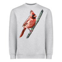 Heather Grey Northern Cardinal Bird Heavyweight Sweatshirt - LillyAllenDesigns
