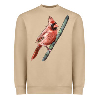 Mushroom Northern Cardinal Bird Heavyweight Sweatshirt - LillyAllenDesigns