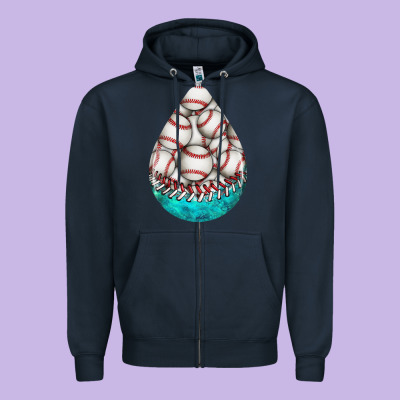 Baseball And Western Roses Teardrop  8 Zipper Hoodie Designed By Bundleandbundleshop