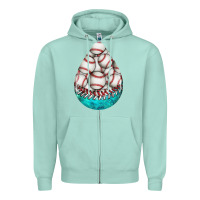 Seafoam baseball and western roses teardrop  8 Zipper Hoodie - BundleAndBundleShop