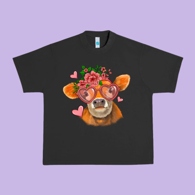 Valentines Day Orange Cow Urban Heavy Tee Designed By Jasminsmagicworld