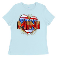 Baby Blue American mini heart Ladies Tee - Zillion Design Studio