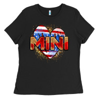 Black American mini heart Ladies Tee - Zillion Design Studio