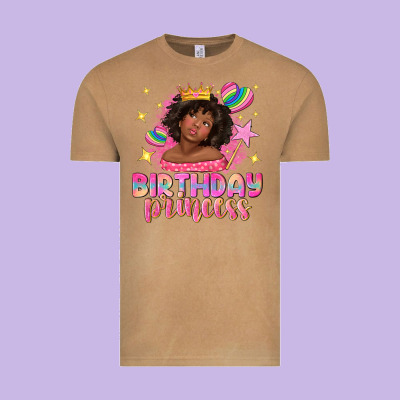 Birthday Princess With Afro Girl Vintage Tee Designed By Nancycooperartshop
