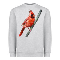 Heather Grey Northern Cardinal Bird Heavyweight Sweatshirt - LillyAllenDesigns