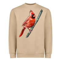 Mushroom Northern Cardinal Bird Heavyweight Sweatshirt - LillyAllenDesigns