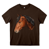 Chocolate Brown horse Heavy Core Tee - RanaPortraitStore