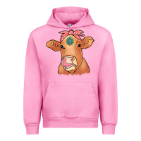 Fuchsia Pink Cow  Turquoise Urban Hoodie - CowCowDesign