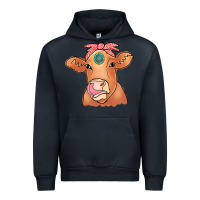 Navy Cow  Turquoise Urban Hoodie - CowCowDesign